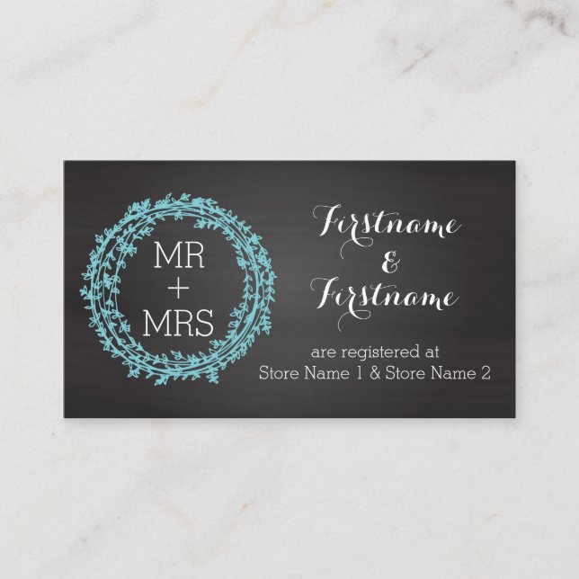 Elegant Chalkboard Bröllop Registry & Website Card Tilläggskort (Framsida)
