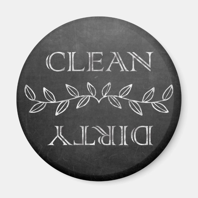 Elegant Chalkboard Dirty Clean Dishwasher Magnet (Framsidan)