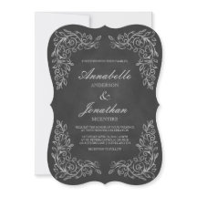 Elegant Chalkboard Filigree Wedding-inbjudan
