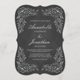 Elegant Chalkboard Filigree Wedding-inbjudan Inbjudningar