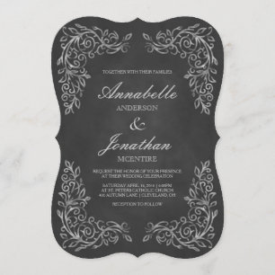 Elegant Chalkboard Filigree Wedding-inbjudan Inbjudningar
