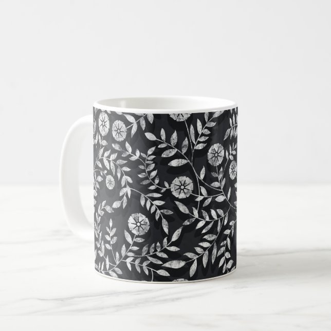 Elegant Chalkboard Floral Pattern Kaffemugg (Framsida vänster)