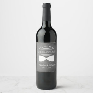 Elegant Chalkboard Groomsman Bow Tie Vinflaska Etikett
