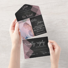 Elegant Chalkboard Pastel Monogram Photo Bröllop