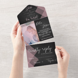 Elegant Chalkboard Pastel Monogram Photo Bröllop