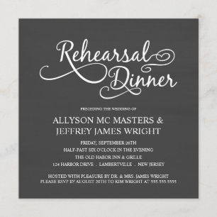 Elegant Chalkboard Rehearsal Dinner Inbjudningar