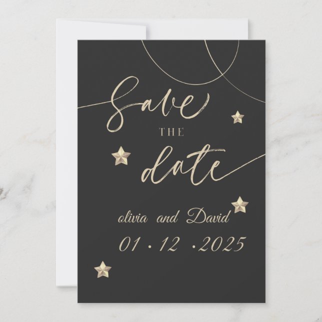 Elegant Chalkboard Style Spara Datum Kort | Mode (Framsida)