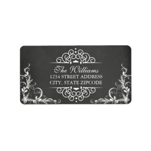 Elegant Chalkboard Swirl-juladressetikett Adressetikett