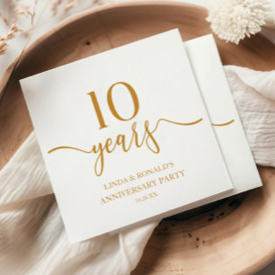 Elegant Champagne 10:e Bröllop-årsdagen Pappersservett