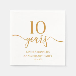 Elegant Champagne 10:e Bröllop-årsdagen Pappersservett