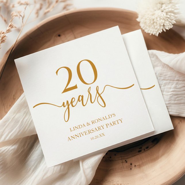 Elegant Champagne 20:e Bröllop-årsdagen Pappersservett (Skapare uppladdad)