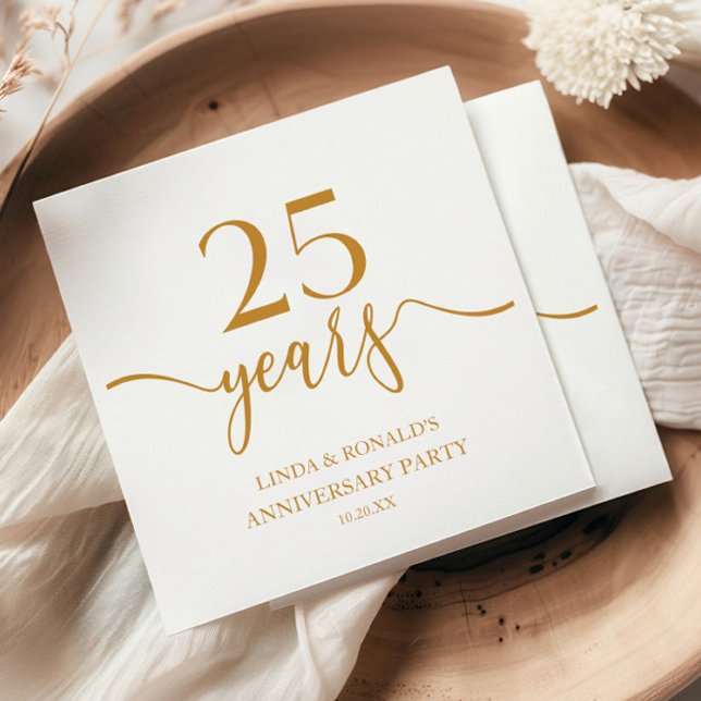Elegant Champagne 25:e Bröllop-årsdagen Pappersservett (Skapare uppladdad)