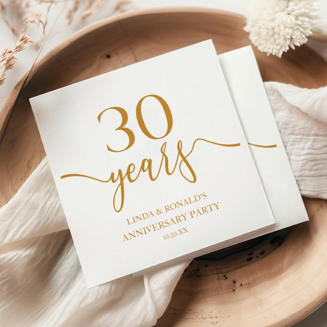 Elegant Champagne 30:e Bröllop-årsdagen Pappersservett (Skapare uppladdad)