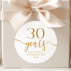 Elegant Champagne 30:e Bröllop-årsdagen Runt Klistermärke