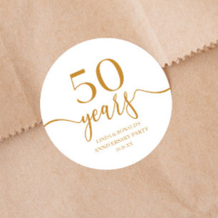 Elegant Champagne 50:e Bröllop-årsdagen Runt Klistermärke