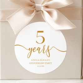 Elegant Champagne 5-årsjubileum Runt Klistermärke