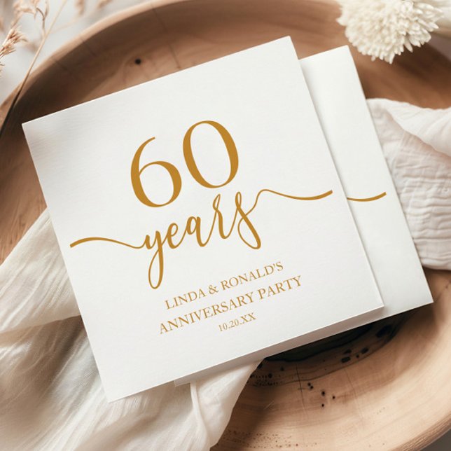 Elegant Champagne 60:e Bröllop-årsdagen Pappersservett (Skapare uppladdad)