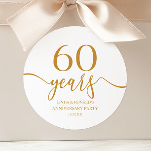 Elegant Champagne 60:e Bröllop-årsdagen Runt Klistermärke