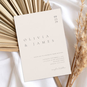 Elegant Champagne Beige Minimalistisk Bröllop Inbjudningar