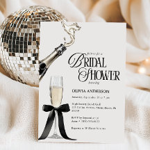 Elegant champagne bröllopsdusch i svart och vitt