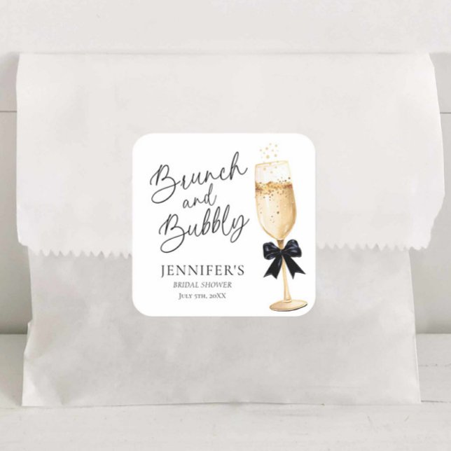 Elegant Champagne Bröllopsdusch Klistermärke (Brunch and Bubbly  Champagne Favor Sticker)