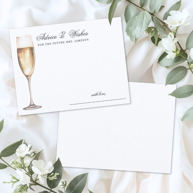 Elegant Champagne Bröllopsduschråd Tilläggskort (Elegant Champagne Bridal Shower Advice Enclosure Card)