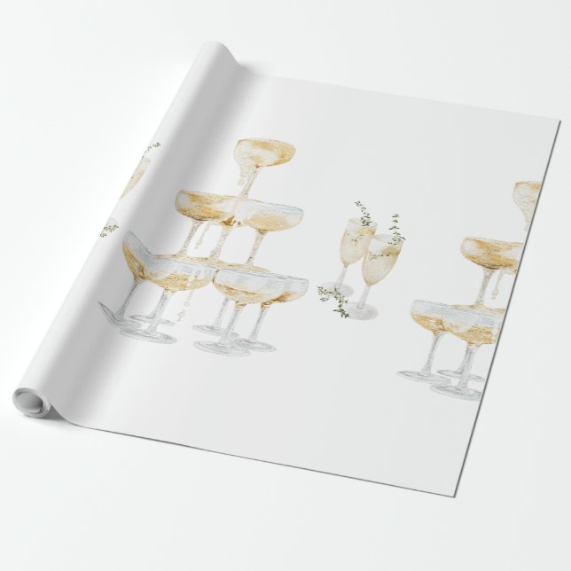 Elegant Champagne Bröllopsrulle Presentpapper (Utrullad)
