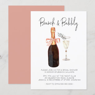 Elegant Champagne Brunch & Bubly Möhippa Inbjudningar