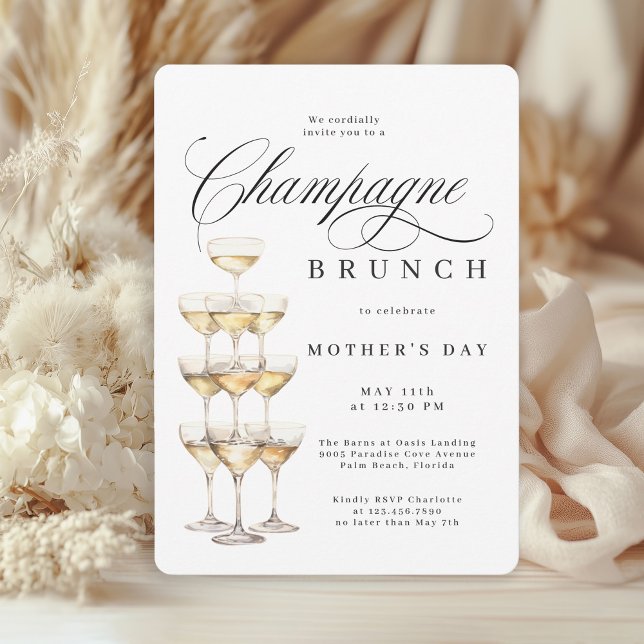 Elegant Champagne Brunch Mors dag Inbjudningar (Available in both printed and instant download digital formats.)