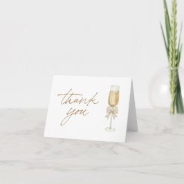 Elegant Champagne Chic Bow Script Thank You Card Tack Kort