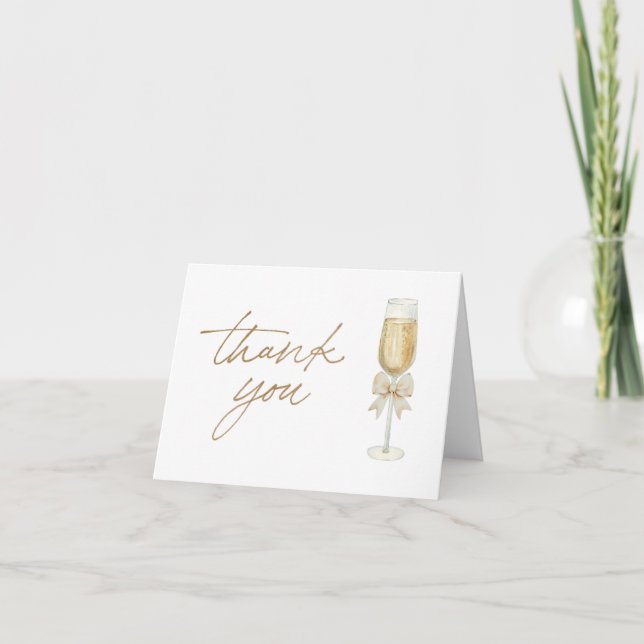 Elegant Champagne Chic Bow Script Thank You Card Tack Kort (Framsida)