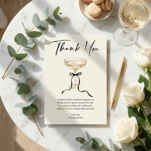 Elegant Champagne Coupe Svart Bow Bröllopsdusch Tack Kort