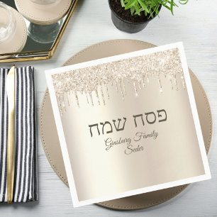 Elegant Champagne Dripping Pesach Sameach Passover Pappersservett