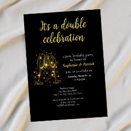 Elegant Champagne Dubbla Firande Joint Party I Inbjudningar