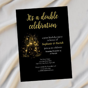 Elegant Champagne Dubbla Firande Joint Party I Inbjudningar