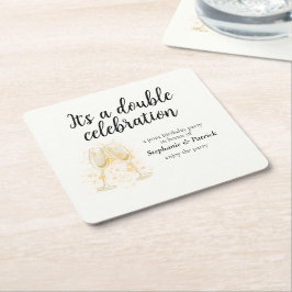 Elegant Champagne Dubbla Firande Joint Party Underlägg Papper Kvadrat