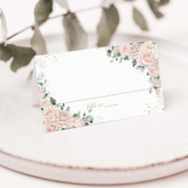 Elegant Champagne Elfenbensvit Blush Blommig Bröll Placeringskort
