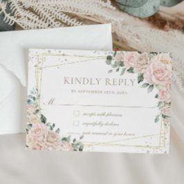 Elegant Champagne Elfenbensvit Rosa Rosor Blommig OSA Kort