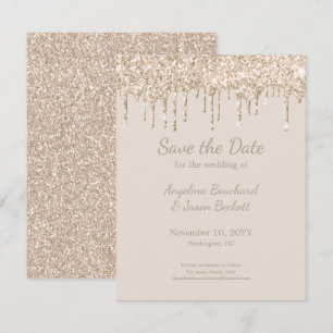 Elegant Champagne Glitter Bröllop Save The Date Inbjudningar