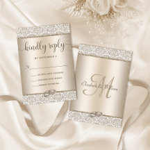 Elegant Champagne Glitter Monogram Bröllop