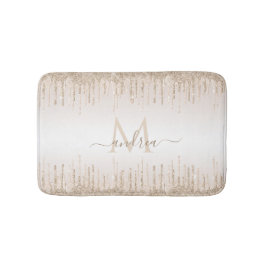 Elegant Champagne Glitter - Monogram och Namn Badrumsmatta