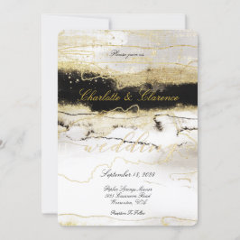 Elegant Champagne Guld Black White Luxury Bröllop Inbjudningar
