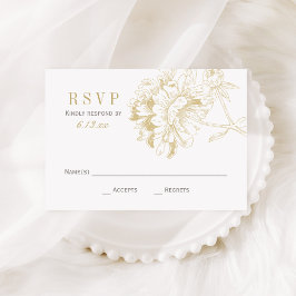 Elegant Champagne Guld Blommigt Peony Bröllop OSA Kort