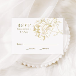 Elegant Champagne Guld Blommigt Peony Bröllop OSA Kort