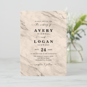 Elegant Champagne Guld Metallic Marble Bröllop Inbjudningar