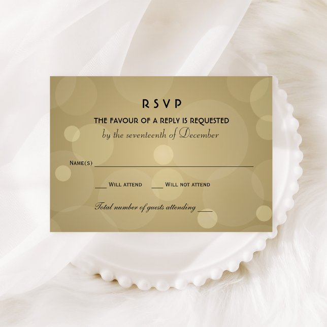 Elegant Champagne Guld och Svart Bröllop OSA Kort (Skapare uppladdad)