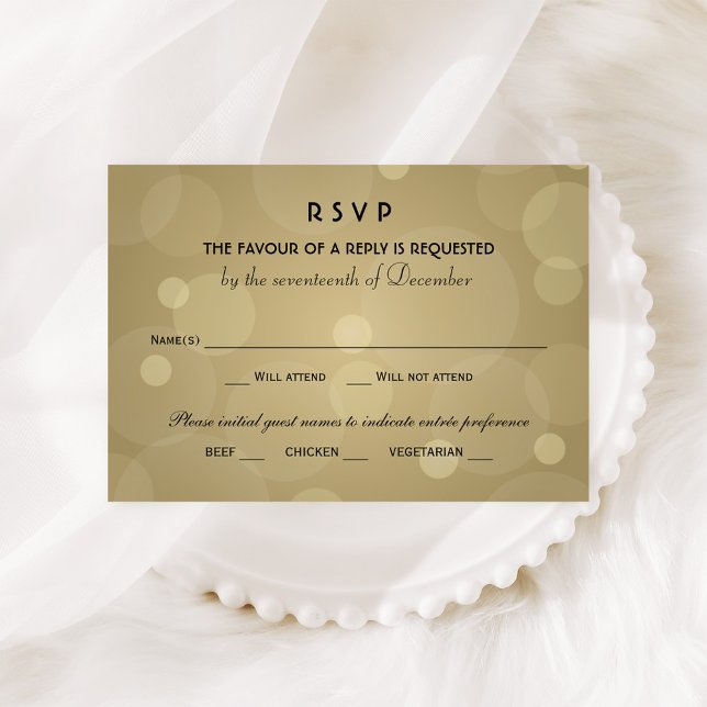 Elegant Champagne Guld och Svart Bröllop OSA Kort (Skapare uppladdad)