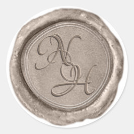 Elegant Champagne Guld Vax säl Monogram Sticker Runt Klistermärke