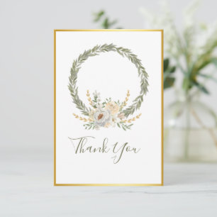 Elegant Champagne Ivory Blommigt Script Tack Kort