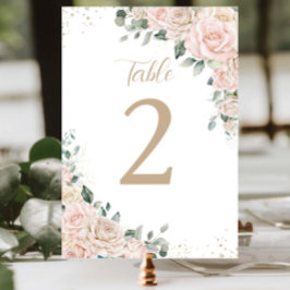 Elegant Champagne Ivory  Blommigten Bröllop Bordsnummer